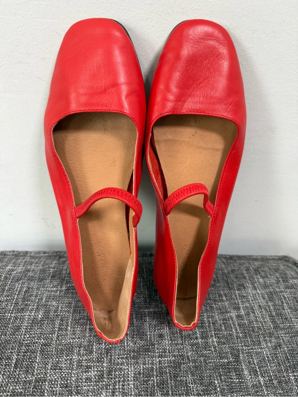 Madewell The Greta Ballet Flat Kilt Red Leather Mary Jane Square Toe Size 6.5 - Picture 4 of 11